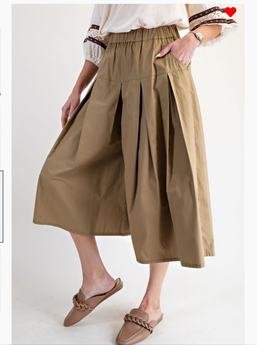 NEW!!! Easel Los Angeles Khaki Wide Leg Shorts with Pleats,NWT, S,M,L - Picture 4 of 5